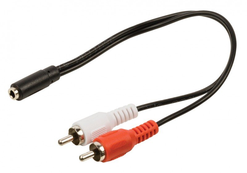 Blanco Valueline VLAB22255B02 adaptador de cable 2 x RCA 3.5mm Negro Rojo 2 x RCA, 3.5mm, Macho/Hembra, 0,2 m, Negro, Rojo, Blanco Adaptador para cable 