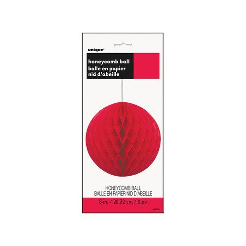 Unique Party Bola de papel de seda en forma de panal Color rojo 20 cm 64255 