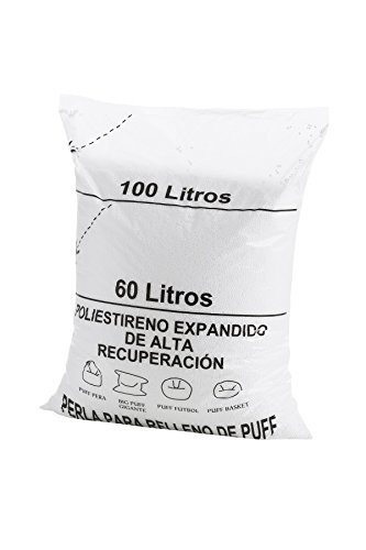 Textilhome Poliestireno de Alta recuperación y Gran Volumen. 200 litros Relleno para Puff de Bolas Perlas 